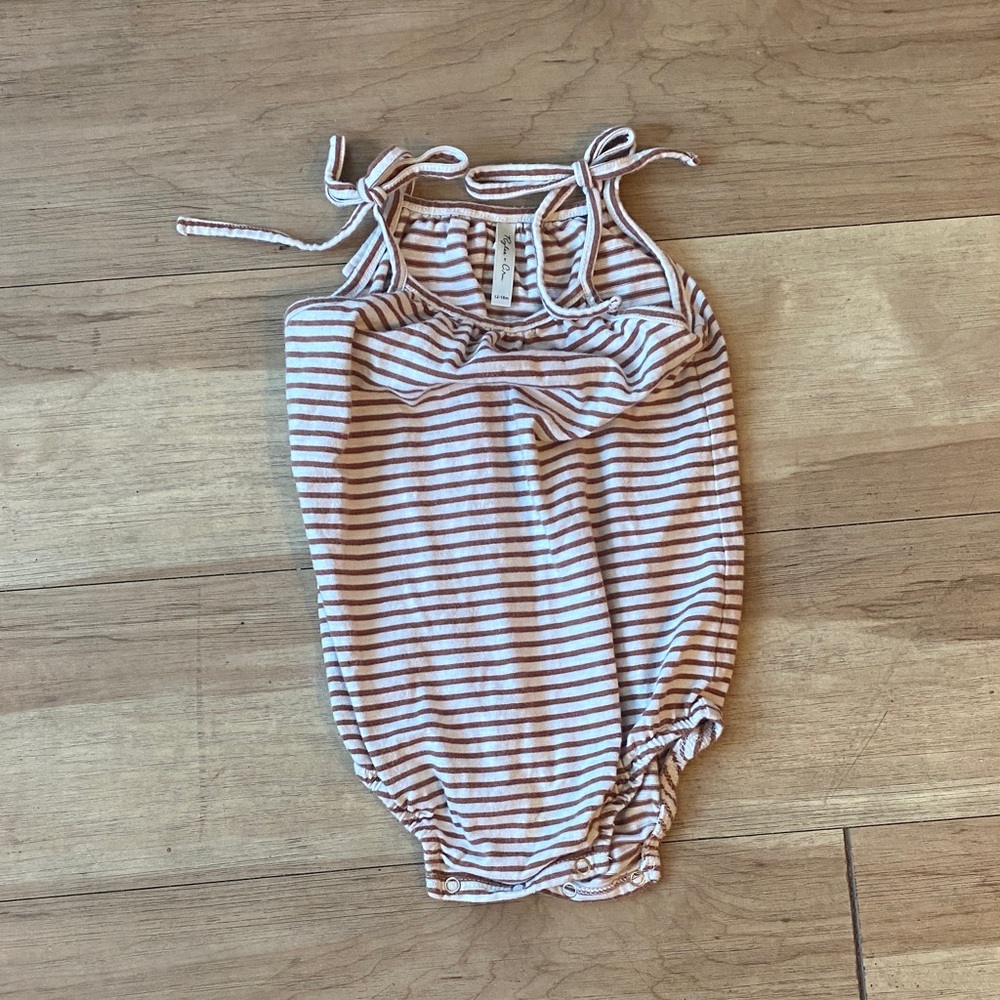 Rylee and Cru Striped Baby Romper with Ties